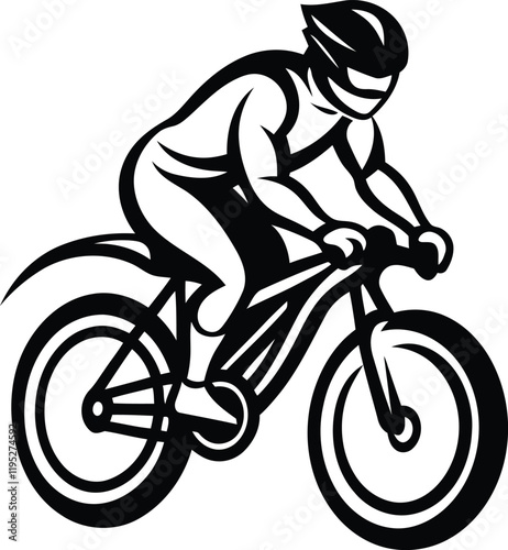 Cyclist riding bicycle line art vector illustration, Cyclist riding bicycle silhouette vector art, Cyclist riding bicycle vector