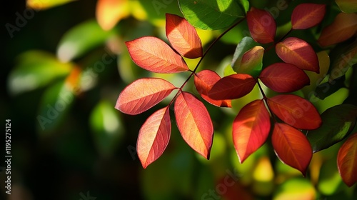 Stunning Autumn Leaves in Vibrant Colors. Close-up View of Nature's Beauty. photo