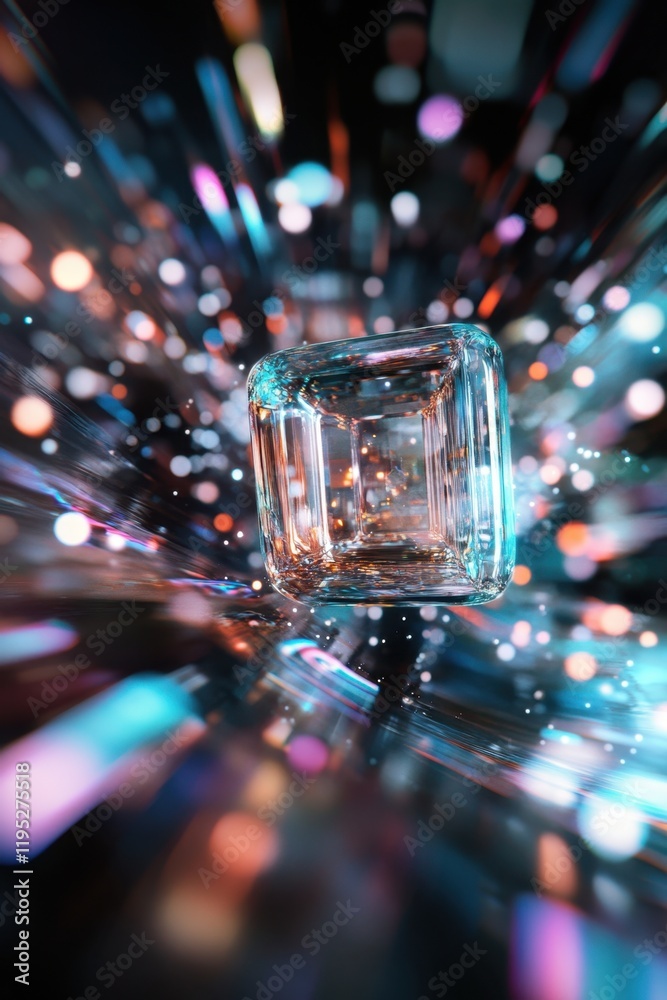 Abstract crystal prism with vibrant light trails Abstract crystal prism with vibrant light trails