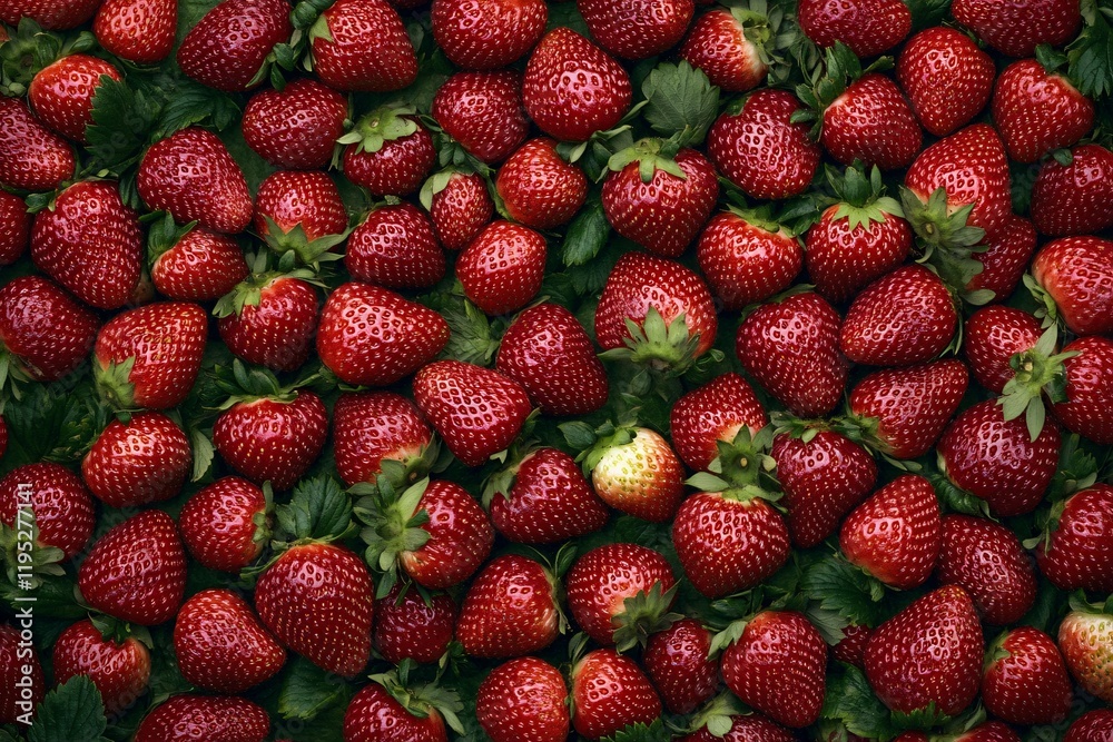 A massive pile of strawberries, fresh and juicy, arranged in an aesthetically pleasing pattern, showcasing the beauty of nature's freshness 1 A massive pile of strawberries, fresh and juicy, arranged in an aesthetically pleasing pattern, showcasing the beauty of nature's freshness 1