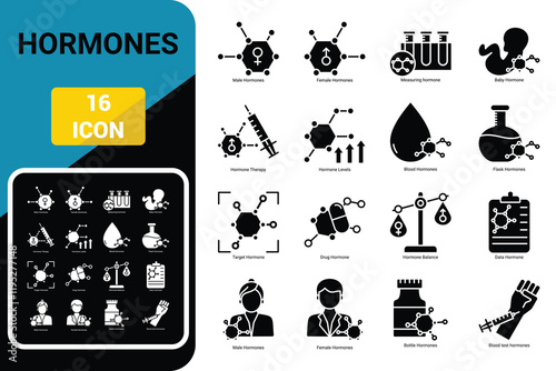 Hormones icon set. Editable Stroke Icon Collection.