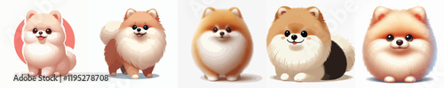 vector collection of cute and adorable pomeranian dogs