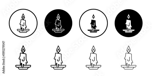 candle icon Simple outline illustration set