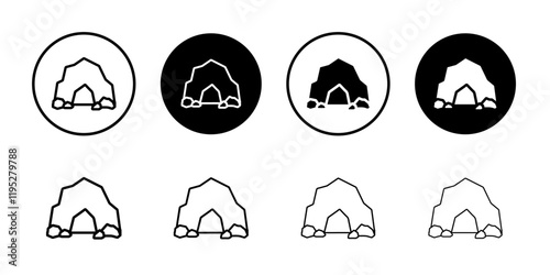 cave icon Simple outline illustration set