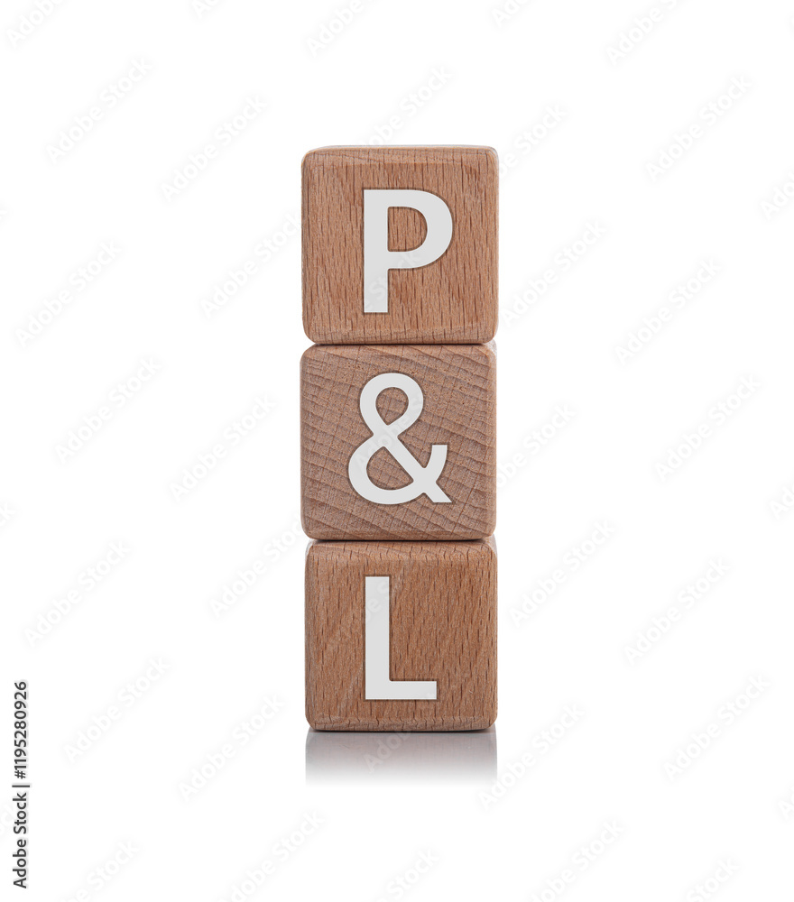 Wooden cubes with the inscription P and L on a white background.