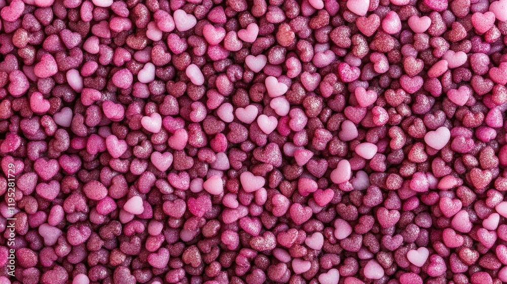 Valentine's Day background made of tiny cute heart-shaped candies in shades of pink Valentine's Day background made of tiny cute heart-shaped candies in shades of pink