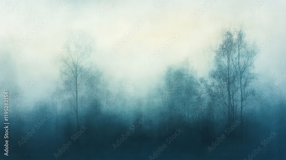 Elegant silhouette of a misty forest at dawn captured in pencil artwork Elegant silhouette of a misty forest at dawn captured in pencil artwork