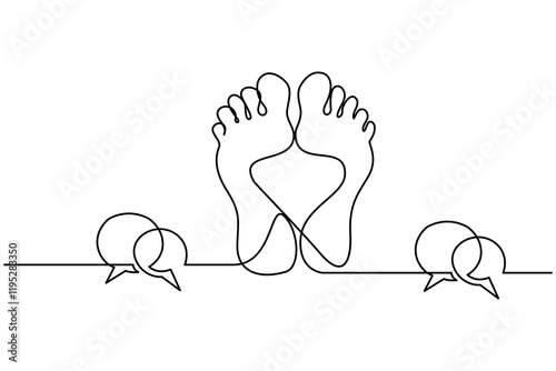 Foot sole continuous one line drawing of outline vector illustration of minimalist