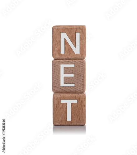 Obraz na płótnie Wooden cubes with the inscription NET on a white background. w salonie