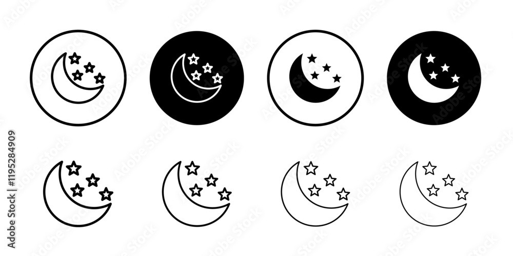moon and star icon Simple outline illustration set moon and star icon Simple outline illustration set