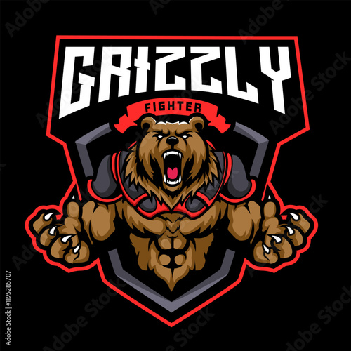 mascot grizzly bear fighter mascot logo