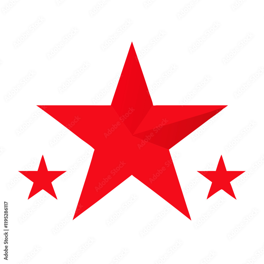 Red star with smaller stars in a minimalist layout Red star with smaller stars in a minimalist layout