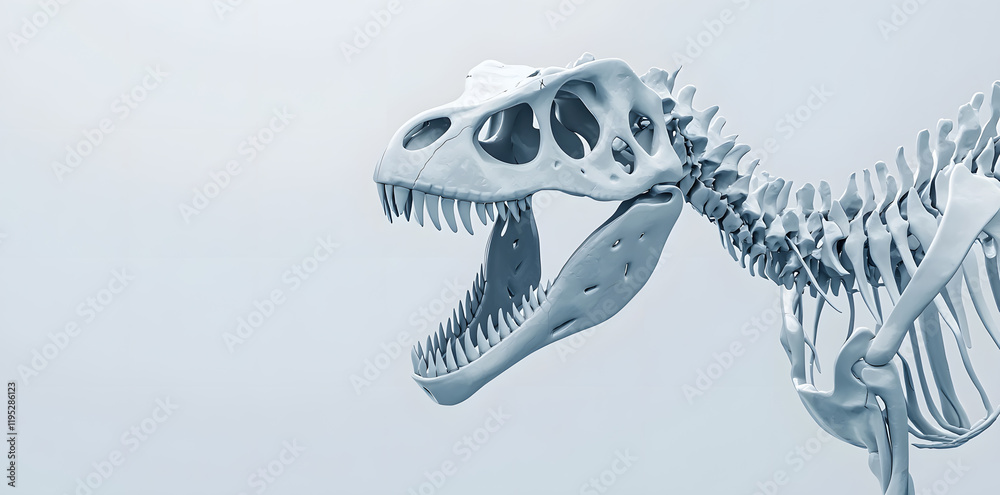 Realistic 3d Dino skeleton isolated on white background Realistic 3d Dino skeleton isolated on white background