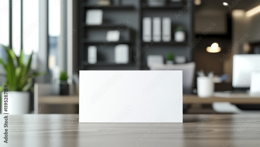 Blank Card Mockup on Modern Desk: A clean, white blank card sits prominently on a sleek, modern wooden desk in a blurred-background office setting, perfect for showcasing your branding or design. Blank Card Mockup on Modern Desk: A clean, white blank card sits prominently on a sleek, modern wooden desk in a blurred-background office setting, perfect for showcasing your branding or design.