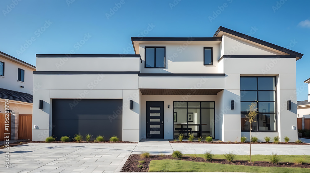 Fototapeta premium Modern Architectural House Design: Luxury Home Exterior with Contemporary Style