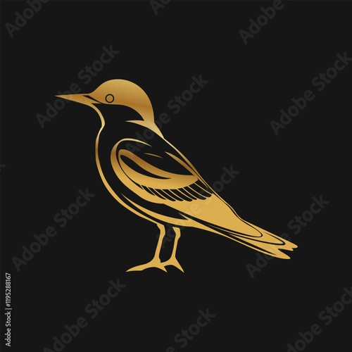 Vector golden bird logo design