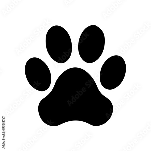 Dog paw print clip art design on plain white transparent isolated background for card, shirt, hoodie, sweatshirt, apparel, card, tag, mug, icon, poster or badge