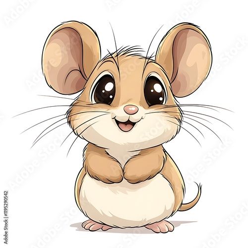 Cute Beige Furry 3D Mouse Vector Image