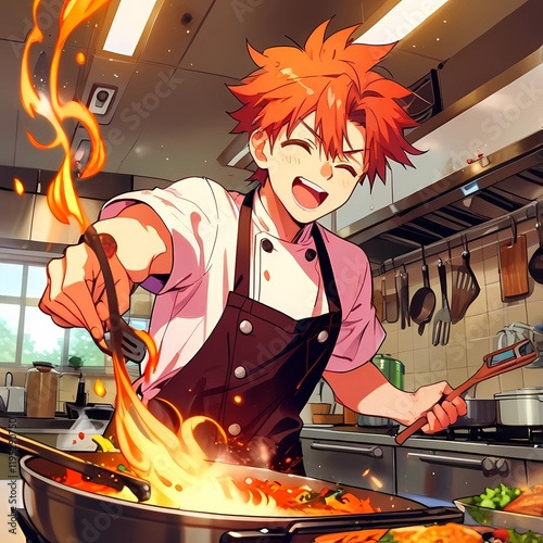 cooking in the kitchen