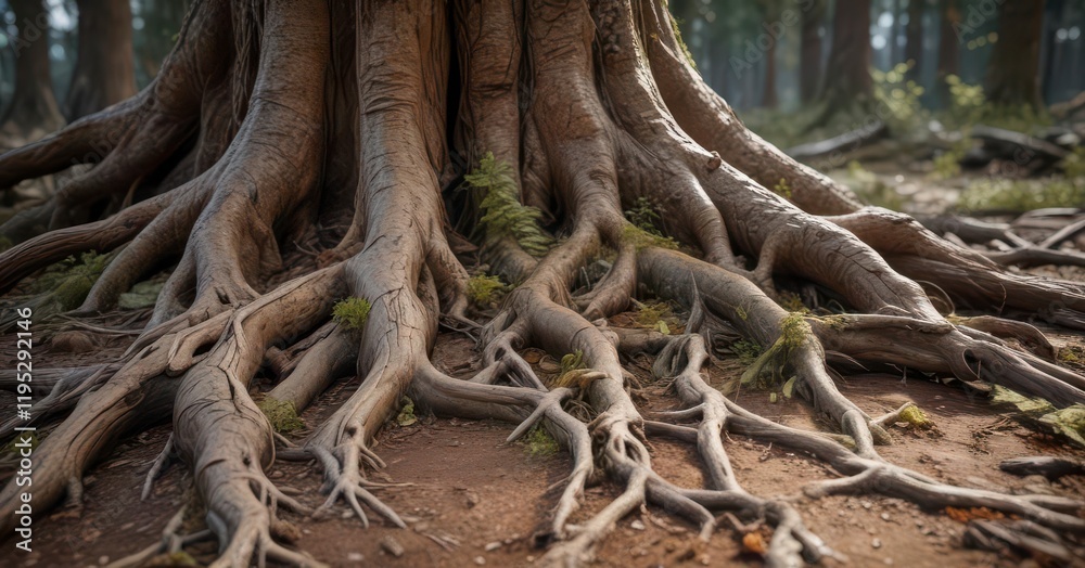 Earthy tones and natural textures of tree bark and roots,  natural, nature,  wood