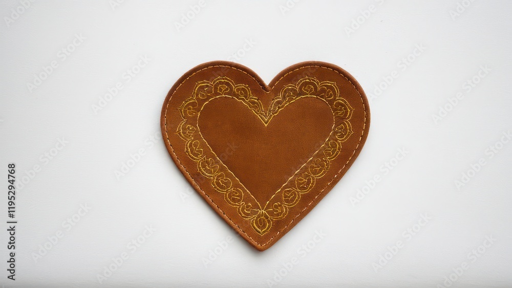 Obraz premium Decorative suede patch in heart shape, ideal for creative designs.