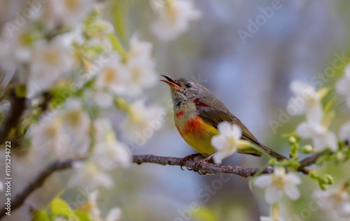 beautiful birds in nature Aethopyga gouldiae่. photo