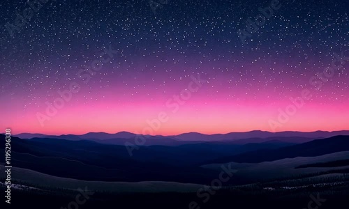 Looping Animation of Vintage Inspired White Vector Stars Against a Shimmering Navy and Purple Night Sky
