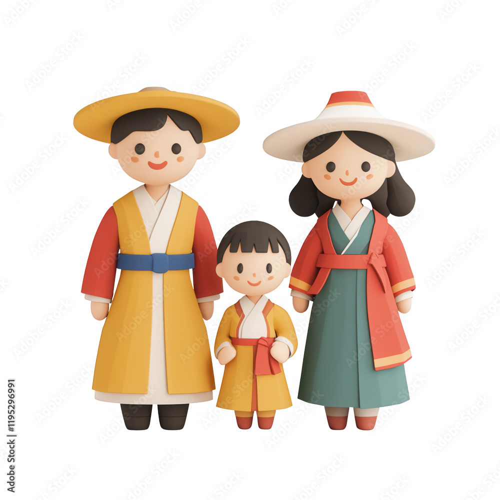 A cheerful family dressed in traditional attire, showcasing cultural heritage and unity., isolated on a transparent background. A cheerful family dressed in traditional attire, showcasing cultural heritage and unity., isolated on a transparent background.