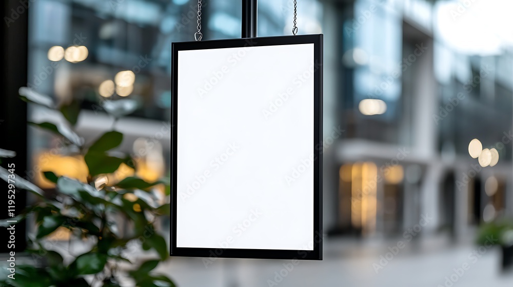 Blank Hanging Sign Mockup in Urban Setting Blank Hanging Sign Mockup in Urban Setting