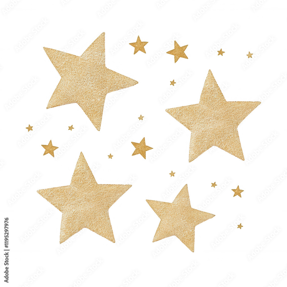 A collection of whimsical golden stars on a dark background, ideal for creative projects., isolated on a transparent background. A collection of whimsical golden stars on a dark background, ideal for creative projects., isolated on a transparent background.