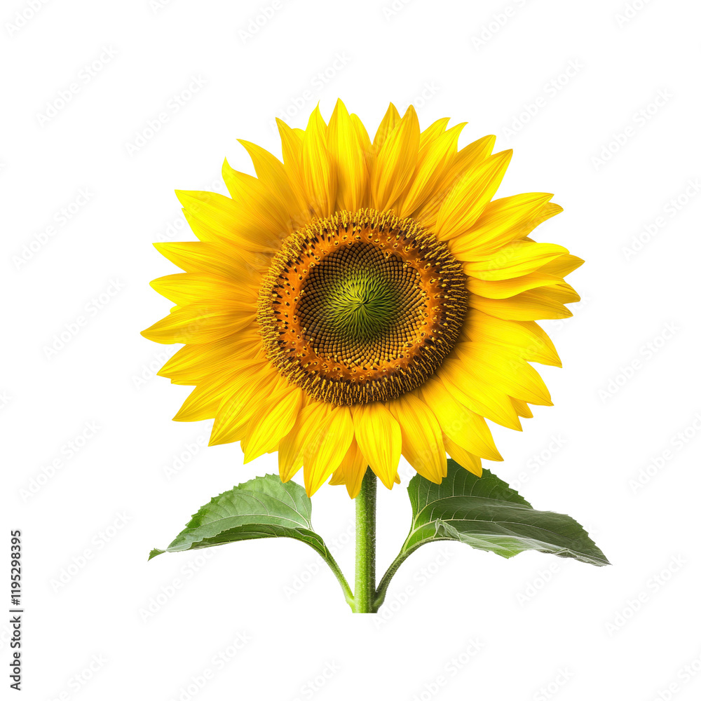 Fototapeta premium Vibrant Single Sunflower on Transparent Background