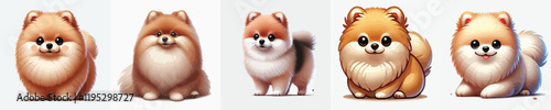 vector collection of cute and adorable pomeranian dogs