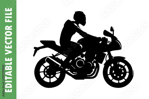 Motorcycle Rider Silhouette Vector, Naked Bike , Biker Graphic for Logos, Stickers & Decals