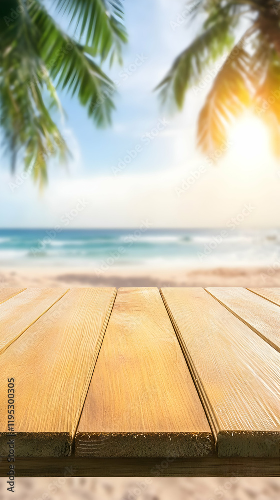 Beach Wooden Table Background Illustration Beach Wooden Table Background Illustration