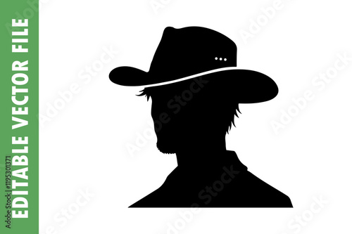 cowboy with hat vector silhouette 