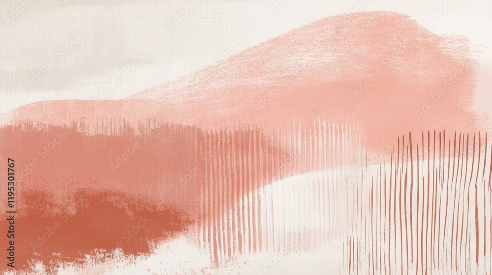 Fototapeta premium Soft coral pencil strokes create tranquil background for artistic expression and modern design