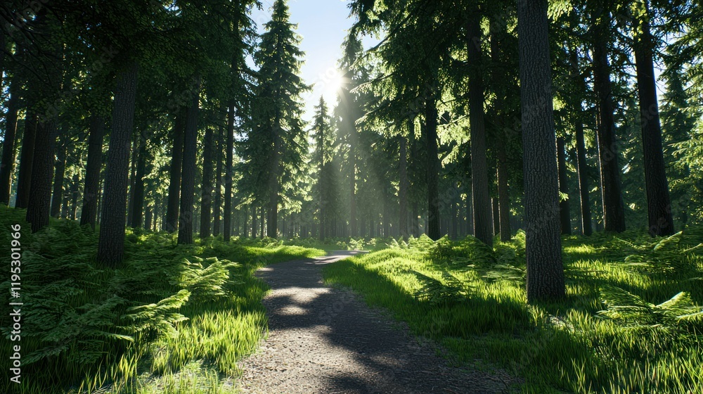 Obraz premium Sunlit Forest Path