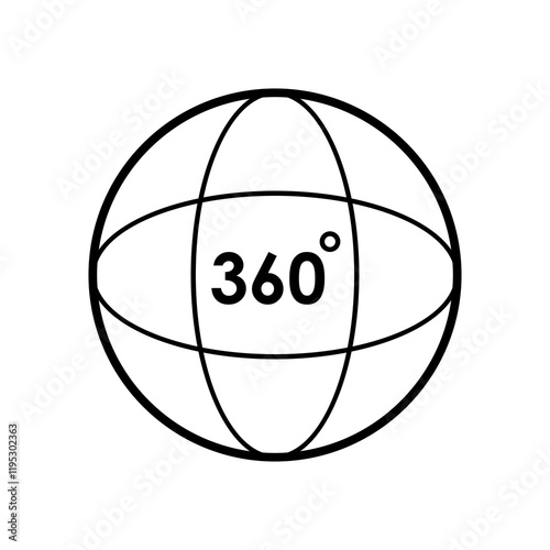 360 degree icon on transparent background