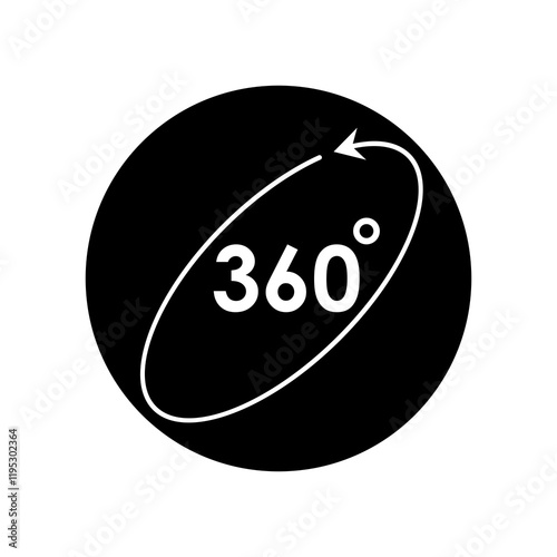 360 degree icon on transparent background
