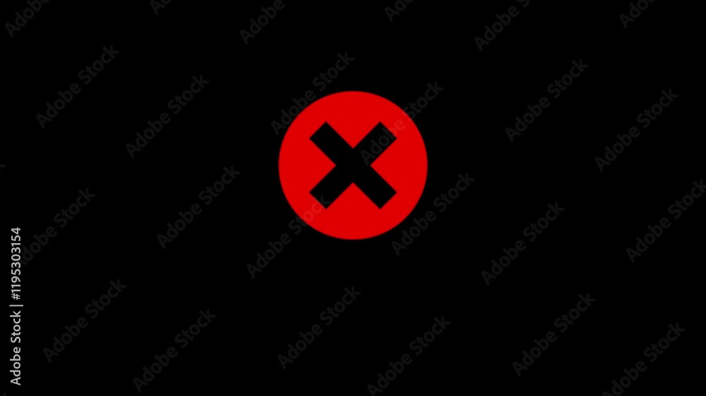 Animation, flashing system error message on a black background. 4K