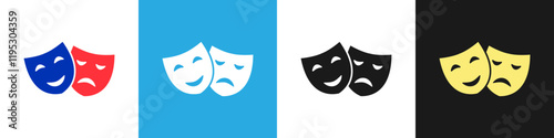 Theatrical masks vector, icon, symbol, logo, clipart, isolated. vector illustration. Vector illustration isolated on white background.