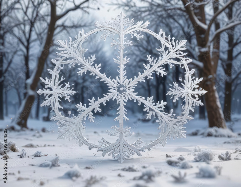 Fototapeta premium Intricate snowflake border surrounding a delicate winter scene, winter illustrations, winter scenes, intricate patterns