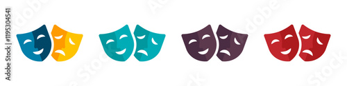 Masquerade vector icon. Masquerade icon on white background. Comic and tragic mask.