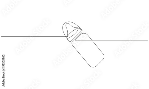 Baby feeder bottle one continuous line drawing concept of baby care minimalist