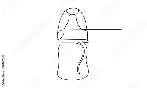 Baby feeder bottle one continuous line drawing concept of baby care minimalist