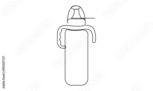 Baby feeder bottle one continuous line drawing concept of baby care minimalist