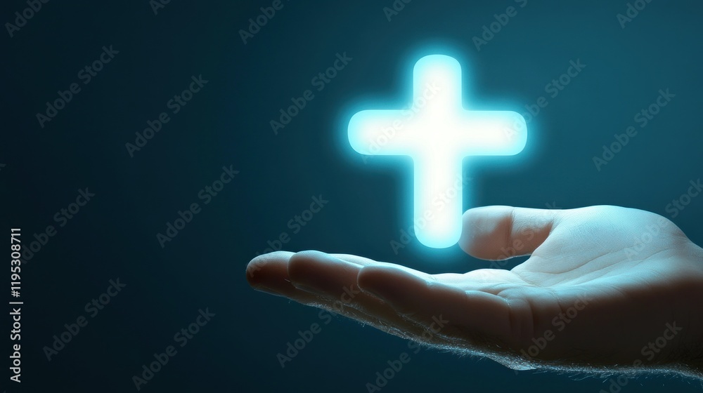 Glowing Cross in Hand: A Symbol of Faith and Hope Glowing Cross in Hand: A Symbol of Faith and Hope