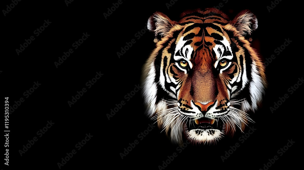 Fototapeta premium Tiger Illustration, Dark Background