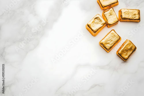 Gold Bars on Marble Background Illustration photo