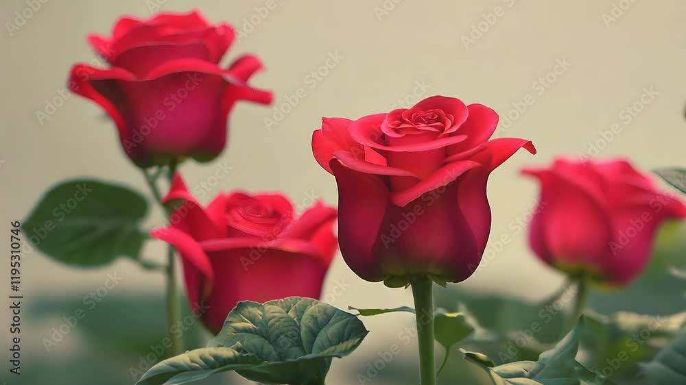 beautiful red rose garden with vibrant colors in full bloom